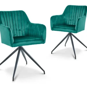 Set di 2 sedie velluto verde con gambe metallo nero RATUS SALEMUT