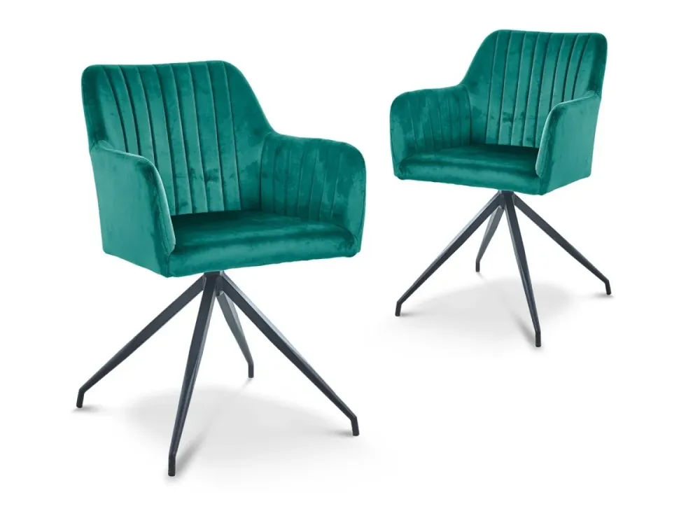 Set di 2 sedie velluto verde con gambe metallo nero RATUS SALEMUT