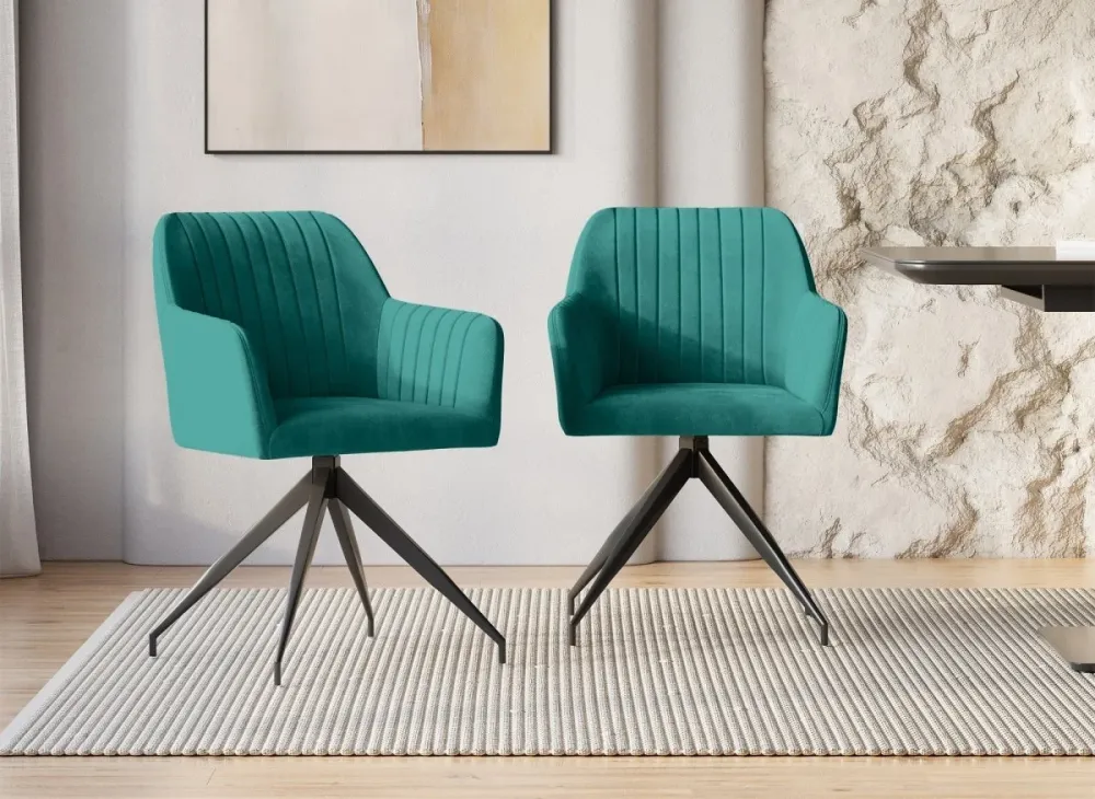 Set di 2 sedie velluto verde con gambe metallo nero RATUS SALEMUT