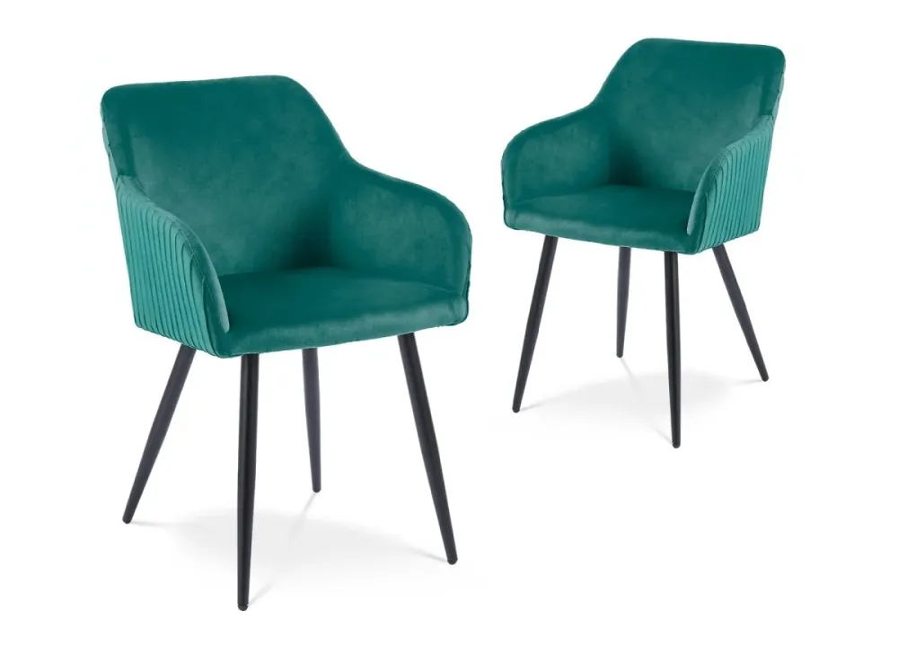 Set di 2 sedie velluto verde con gambe metallo nero DEVOR SALEMUT