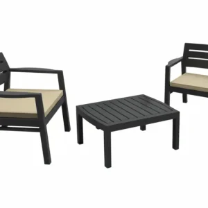 Salottino 3 Pezzi Lombok Antracite 2 Posti Cm. 76X61X48,5H. Peso Kg.18,3