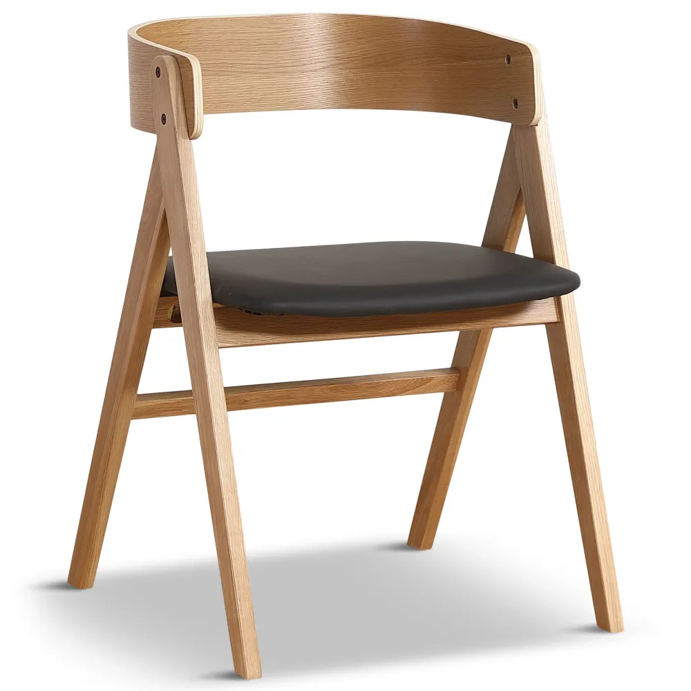 Samantha - Sedia legno rovere con seduta PU nero