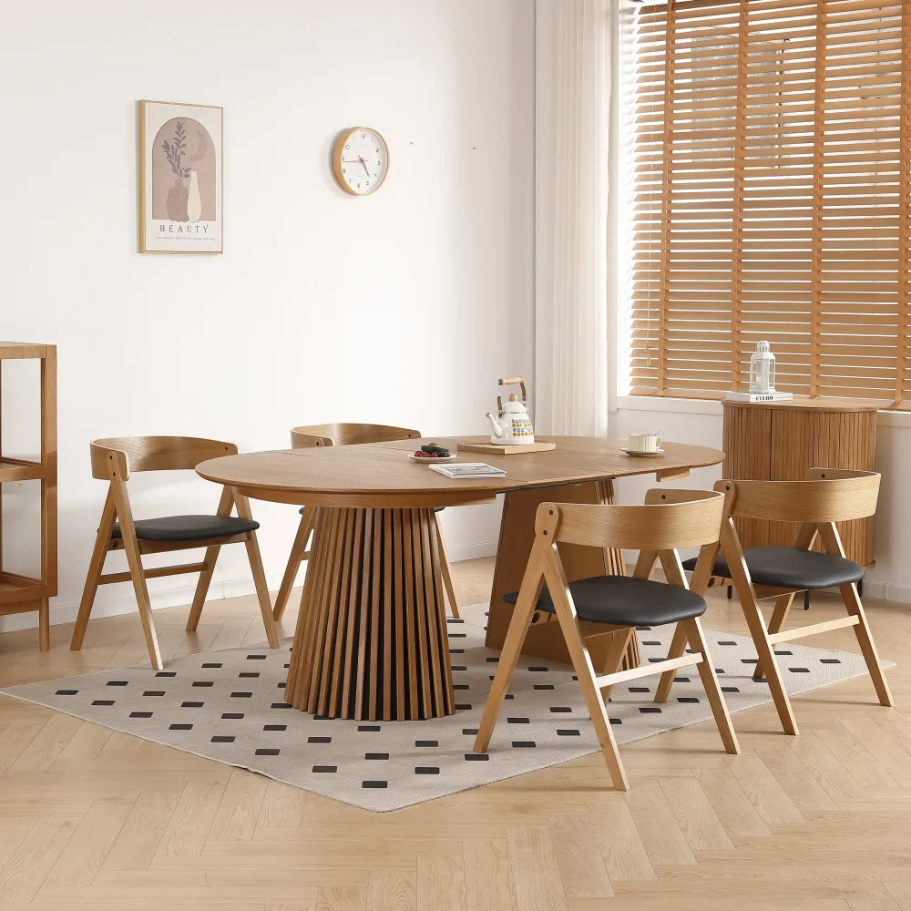 Samantha - Sedia legno rovere con seduta PU nero