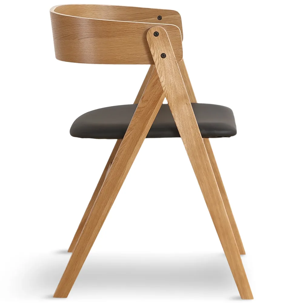 Samantha - Sedia legno rovere con seduta PU nero
