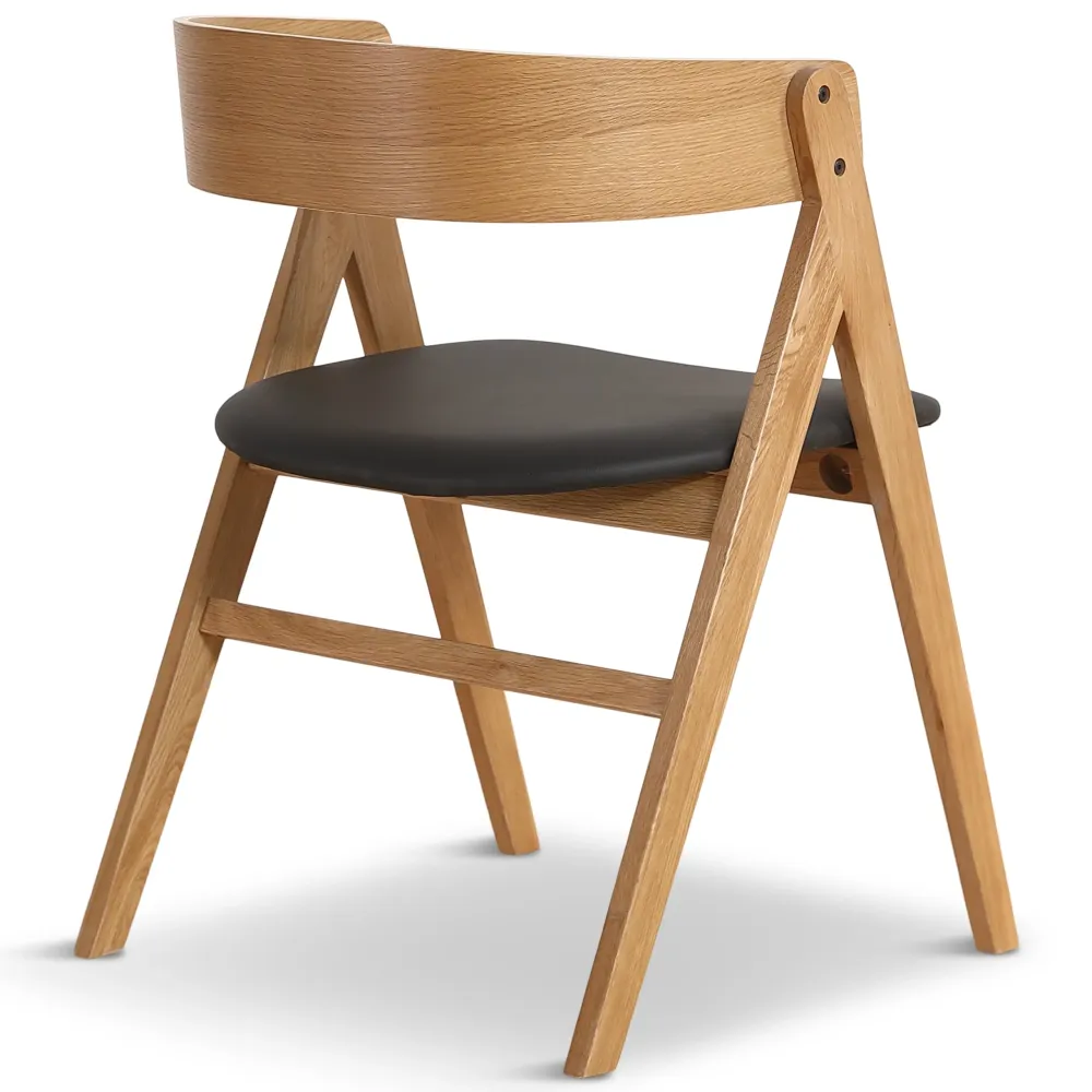 Samantha - Sedia legno rovere con seduta PU nero