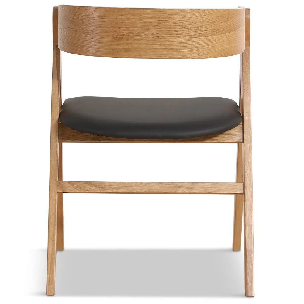 Samantha - Sedia legno rovere con seduta PU nero