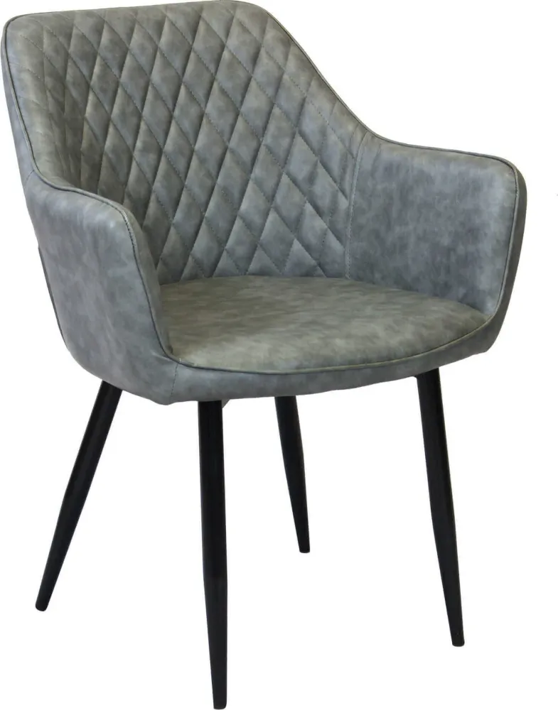 SANDY - poltrona imbottita per sala da pranzo ecopelle cm 56 x 60 x 87 h Grigio Milani Home