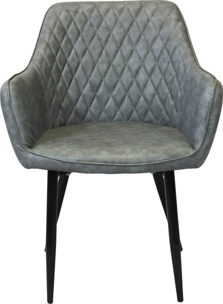 SANDY - poltrona imbottita per sala da pranzo ecopelle cm 56 x 60 x 87 h Grigio Milani Home
