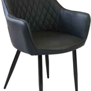 SANDY - poltrona imbottita per sala da pranzo ecopelle cm 56 x 60 x 87 h Nero Milani Home