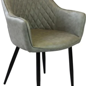 SANDY - poltrona imbottita per sala da pranzo ecopelle cm 56 x 60 x 87 h Tortora Milani Home