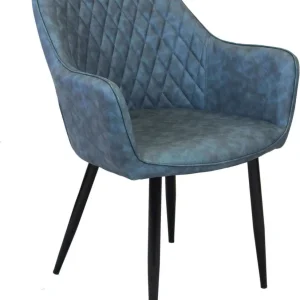 SANDY - poltrona imbottita per sala da pranzo ecopelle cm 56 x 60 x 87 h Blu Milani Home