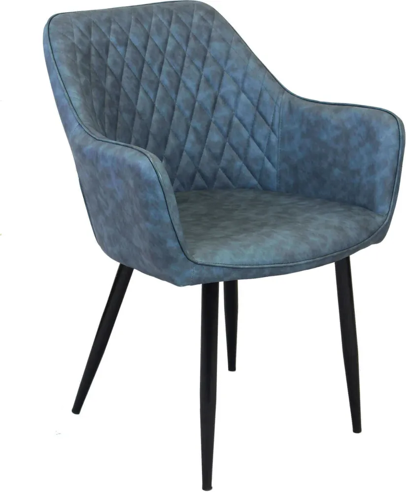 SANDY - poltrona imbottita per sala da pranzo ecopelle cm 56 x 60 x 87 h Blu Milani Home