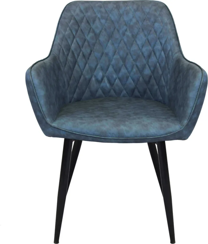 SANDY - poltrona imbottita per sala da pranzo ecopelle cm 56 x 60 x 87 h Blu Milani Home