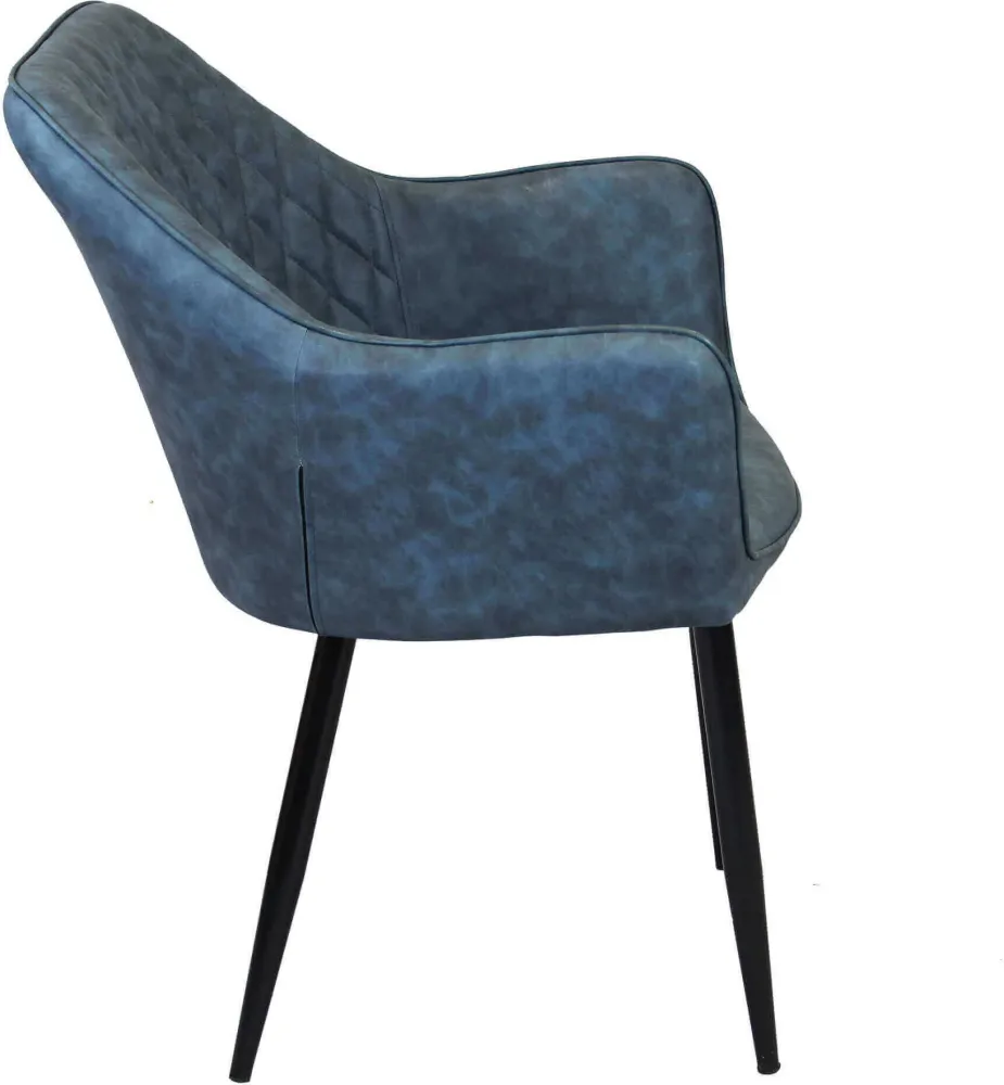 SANDY - poltrona imbottita per sala da pranzo ecopelle cm 56 x 60 x 87 h Blu Milani Home