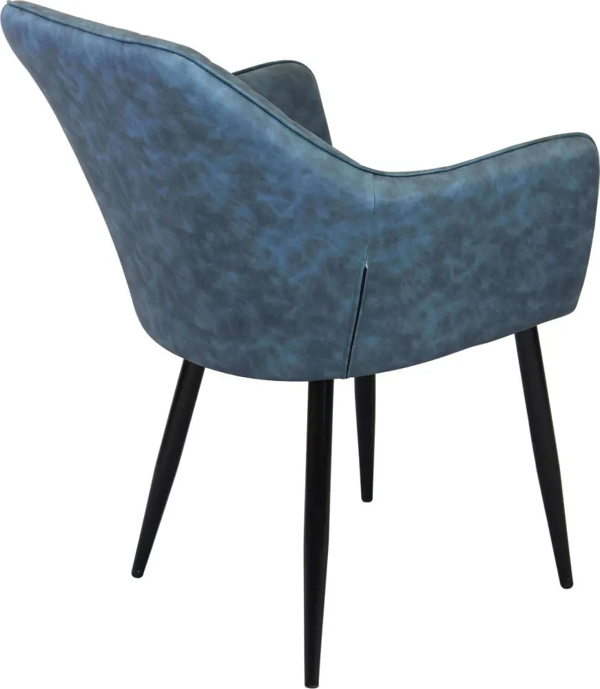 SANDY - poltrona imbottita per sala da pranzo ecopelle cm 56 x 60 x 87 h Blu Milani Home