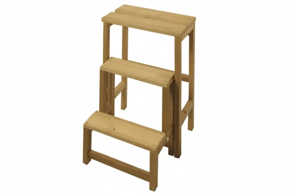 Scala Sgabello Ribaltina Legno Colore Naturale Cm.37X23X57H.