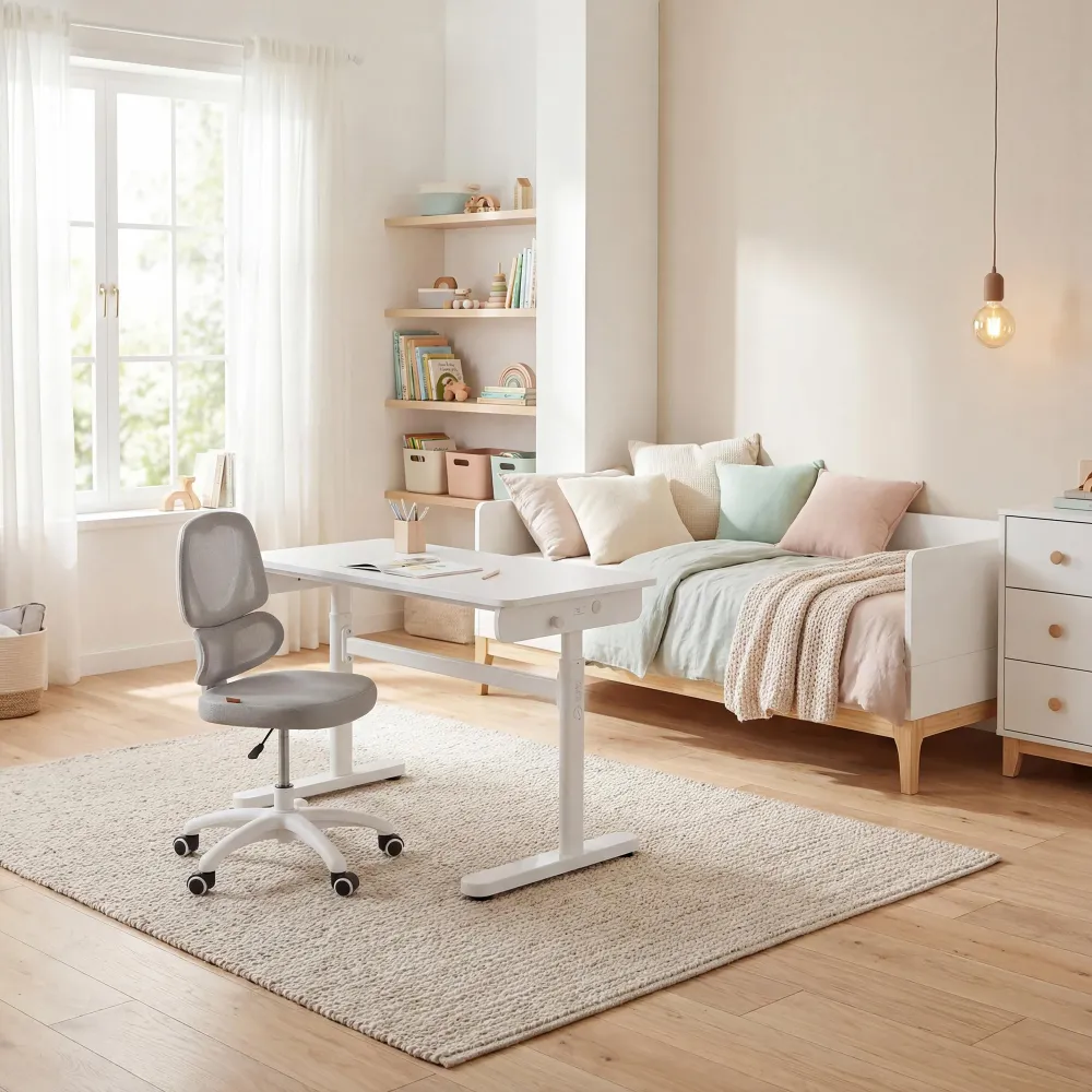 Scrivania Basic bianca - Scrivania per bambini regolabile altezza 62-78 cm - Tavolo ergonomico per cameretta e camera raga...