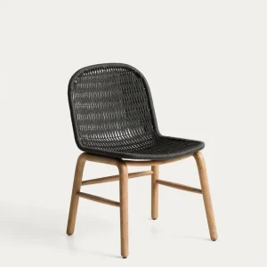 Sedia Alipa legno massello di acacia e corda grigio scuro, FSC 100 %
