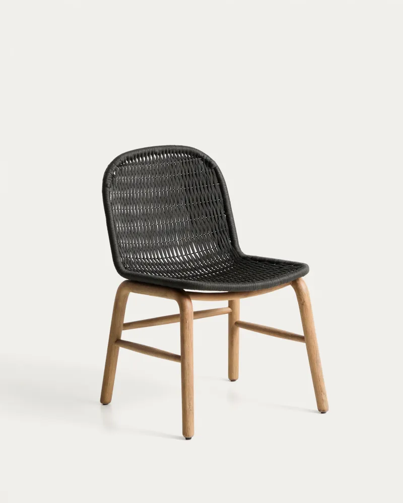 Sedia Alipa legno massello di acacia e corda grigio scuro, FSC 100 %