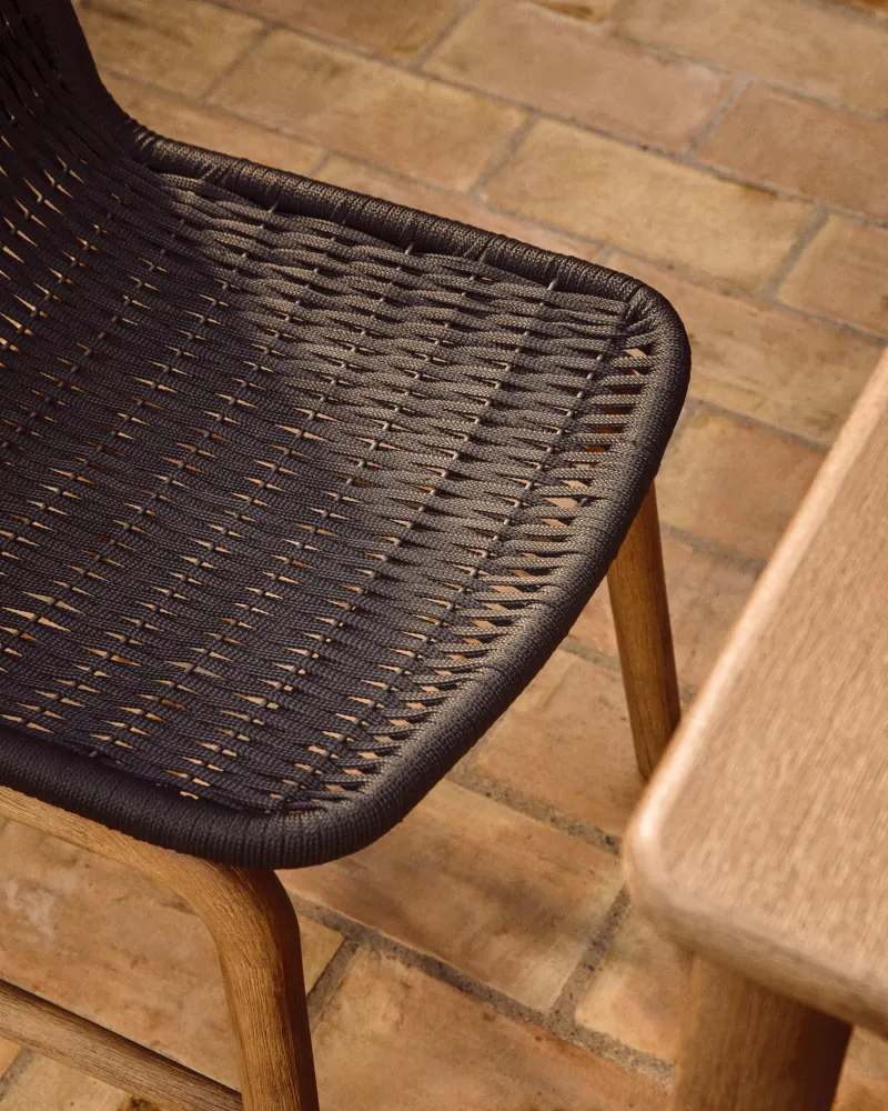 Sedia Alipa legno massello di acacia e corda grigio scuro, FSC 100 %