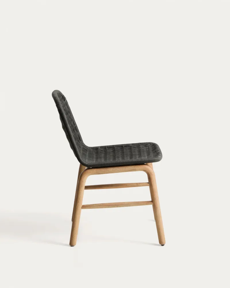 Sedia Alipa legno massello di acacia e corda grigio scuro, FSC 100 %
