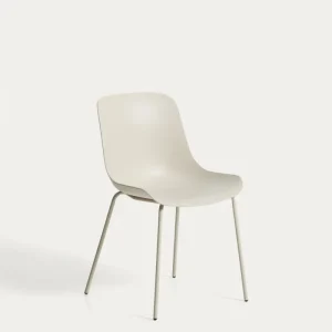 Sedia Altea beige con gambe acciaio verniciato beige