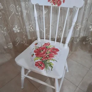 Sedia Anni 80 Dècoupage Papaveri