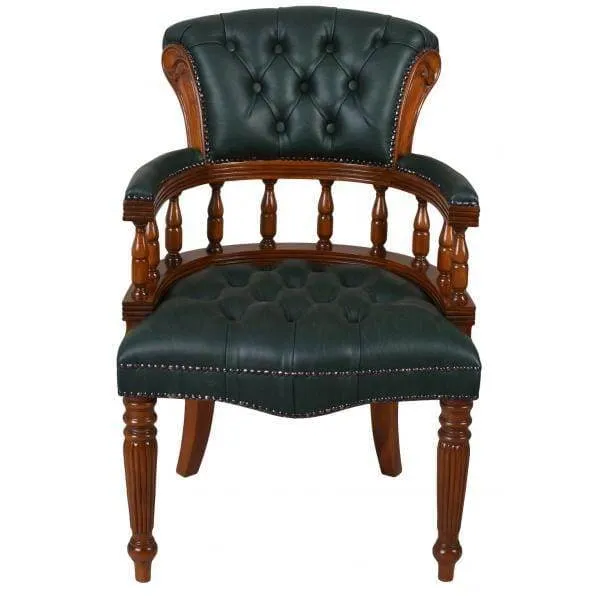 SEDIA DA BIBLIOTECA INGLESE POLTRONA CHESTERFIELD POLTRONA VERDE ANTICA