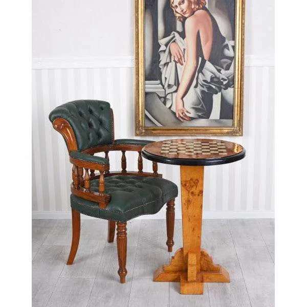 SEDIA DA BIBLIOTECA INGLESE POLTRONA CHESTERFIELD POLTRONA VERDE ANTICA