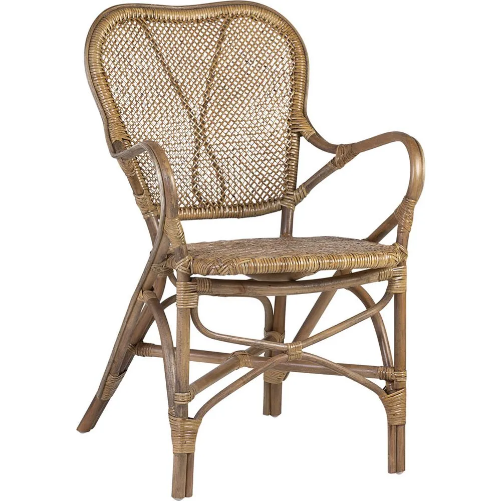 Sedia Bistrò con Braccioli Rattan Naturale Miele Plus