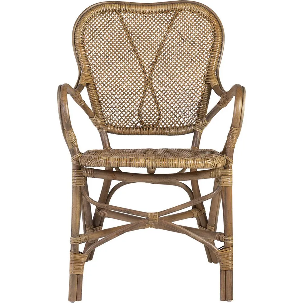Sedia Bistrò con Braccioli Rattan Naturale Miele Plus