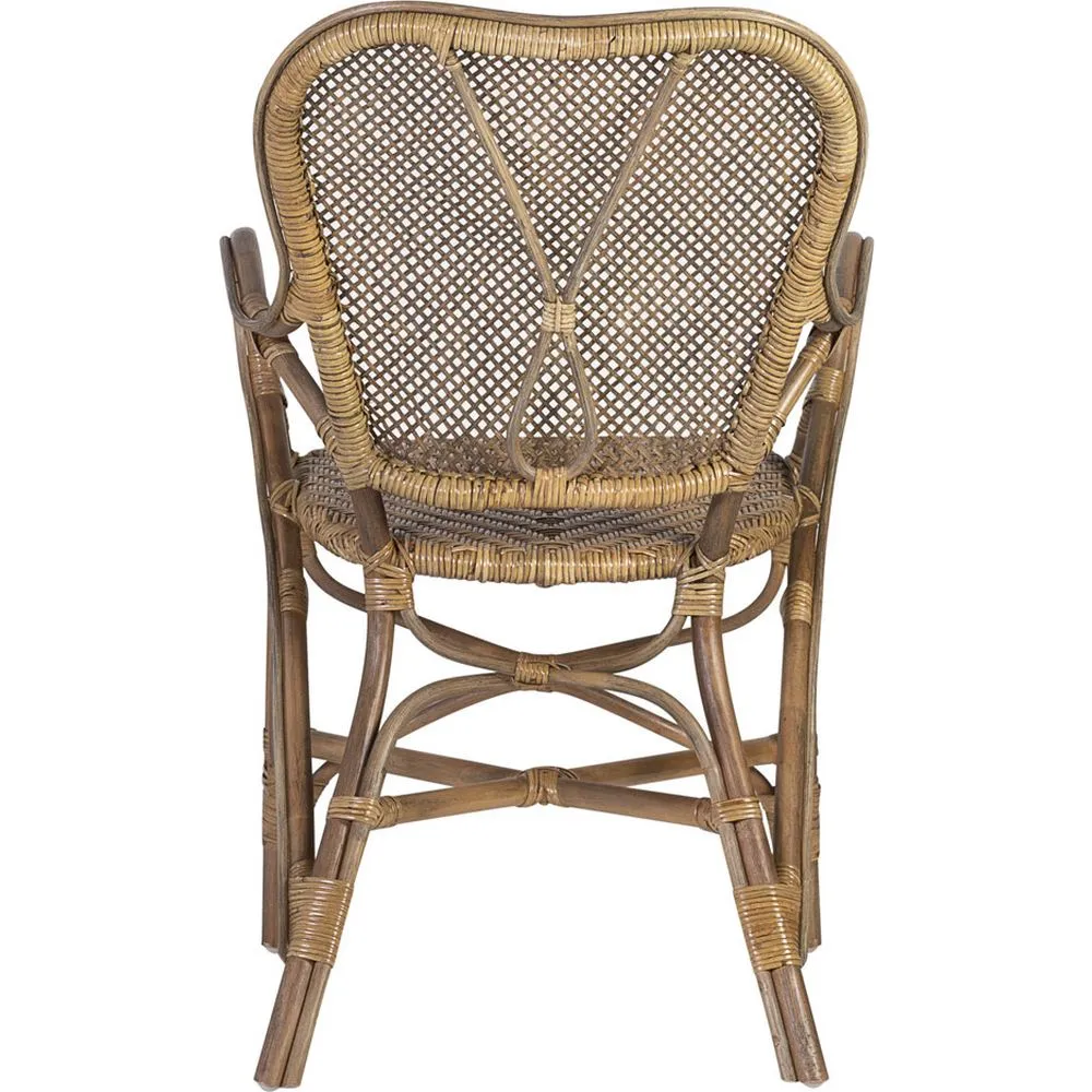 Sedia Bistrò con Braccioli Rattan Naturale Miele Plus