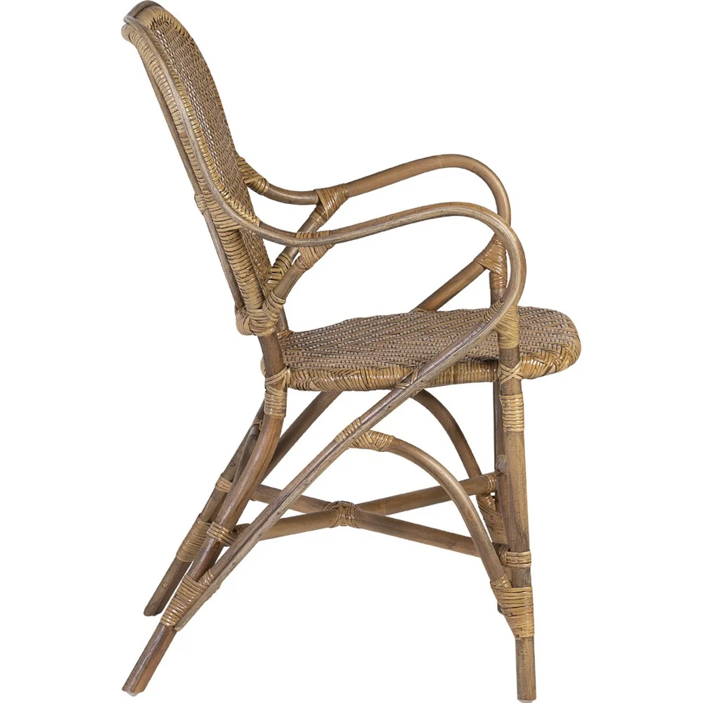 Sedia Bistrò con Braccioli Rattan Naturale Miele Plus