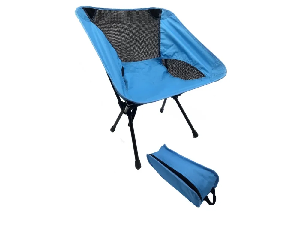 Sedia da campeggio pieghevole Smart tessuto blu con custodia, 56x52x64 cm - Frada