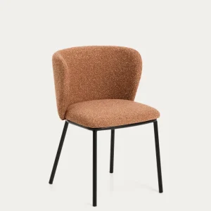 Sedia Ciselia ciniglia spessa terracotta con gambe acciaio con finitura nera, FSC Mix Credit
