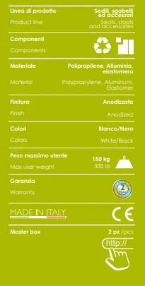 Sedia comoda rettangolare bianca con schienale e braccioli
