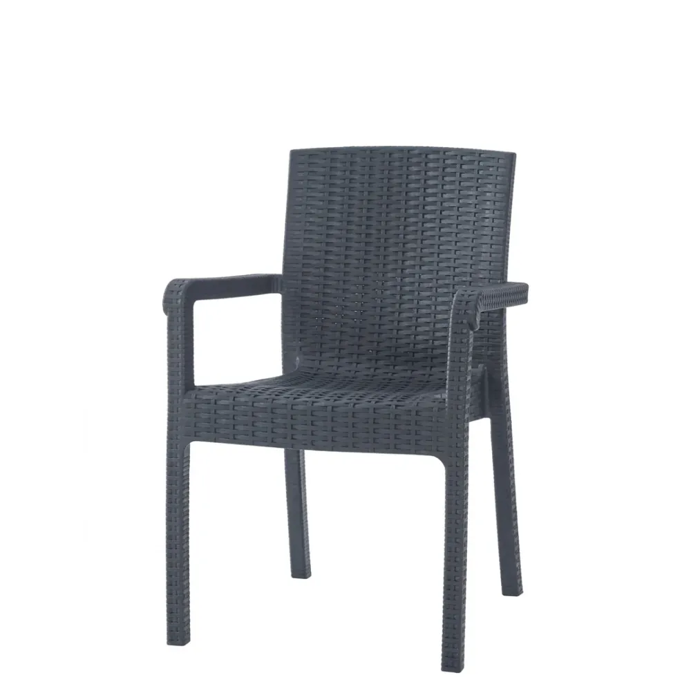 Sedia con braccioli Kreta Domus rattan antracite 58x75 H85 impilabile