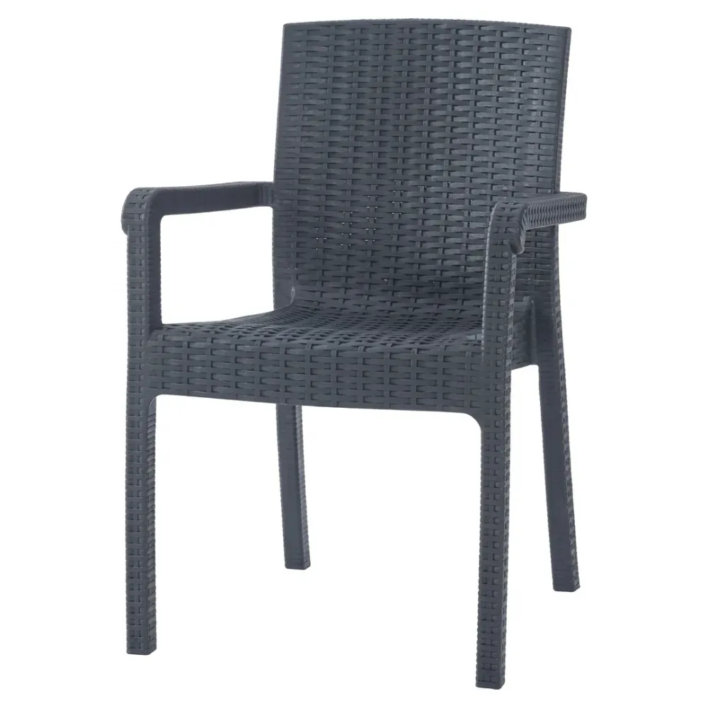 Sedia con braccioli Kreta Domus rattan antracite 58x75 H85 impilabile