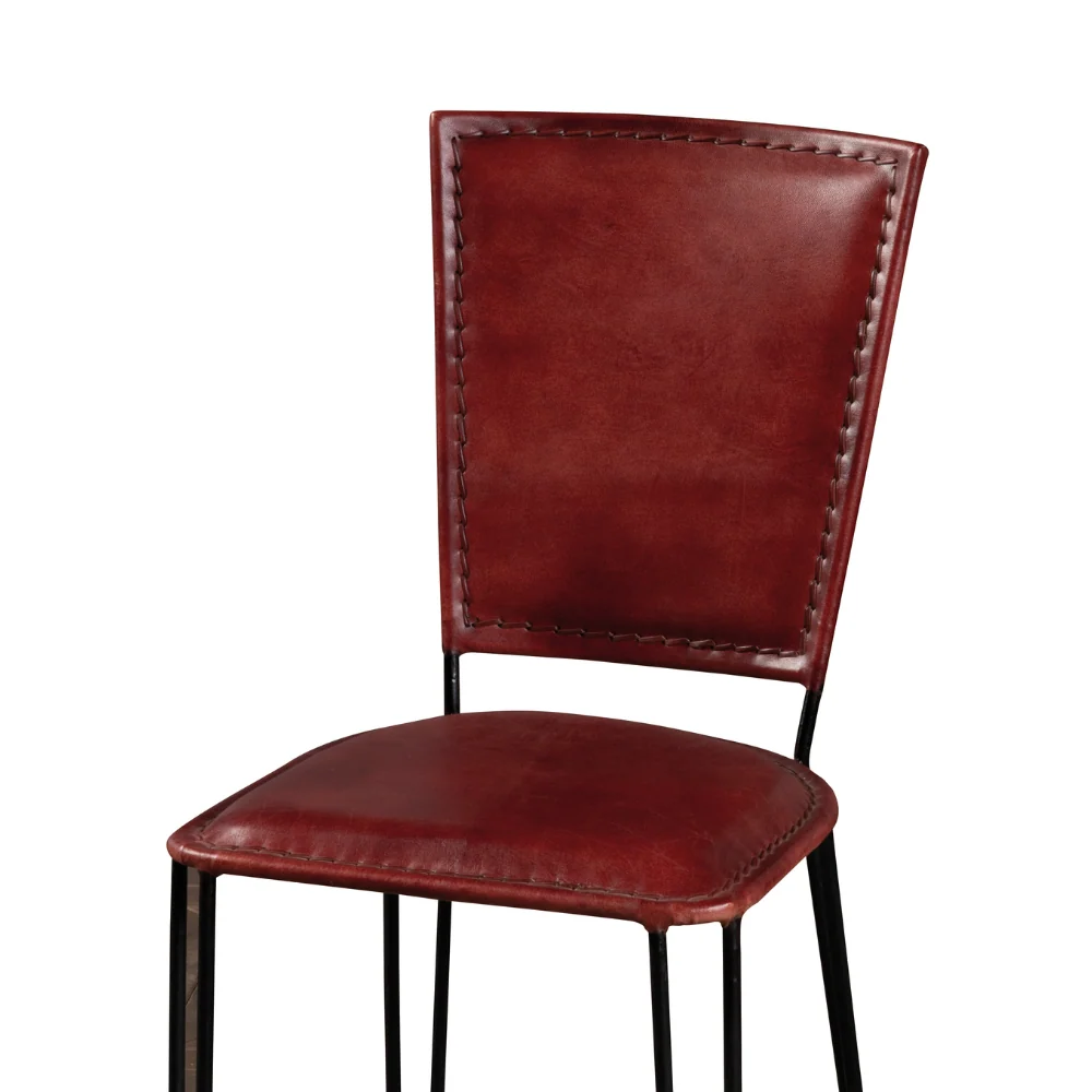 Sedia Cuoio Colore Bordeaux e Struttura Ferro Colore Nero