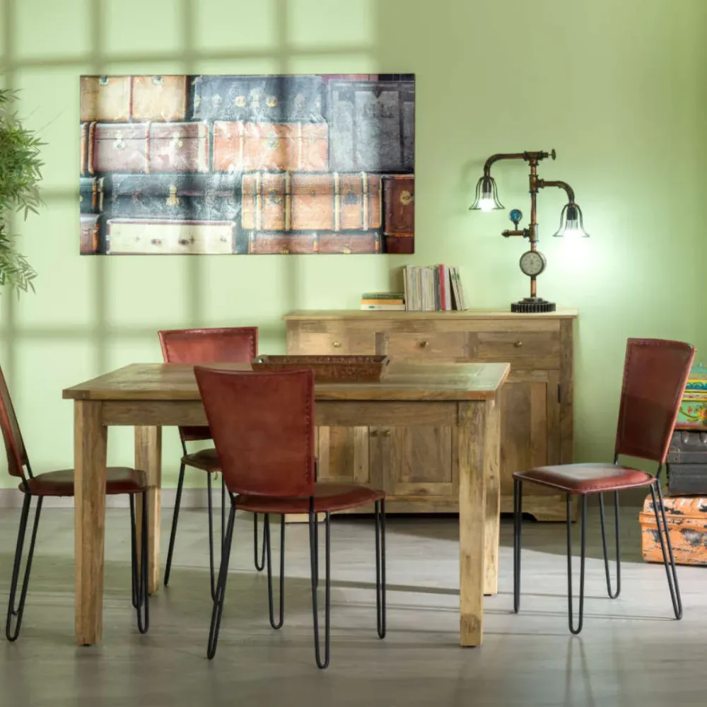 Sedia Cuoio Colore Bordeaux e Struttura Ferro Colore Nero