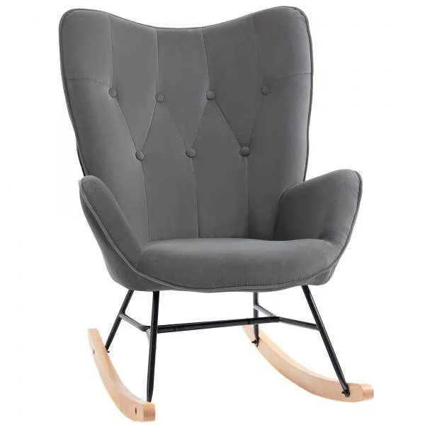 Sedia dondolo grigio scuro+naturale 84 cm x 70 cm x 96 cm