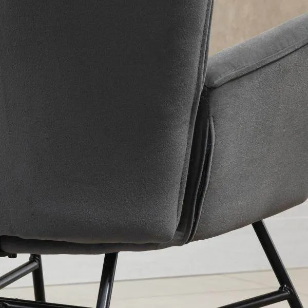 Sedia dondolo grigio scuro+naturale 84 cm x 70 cm x 96 cm