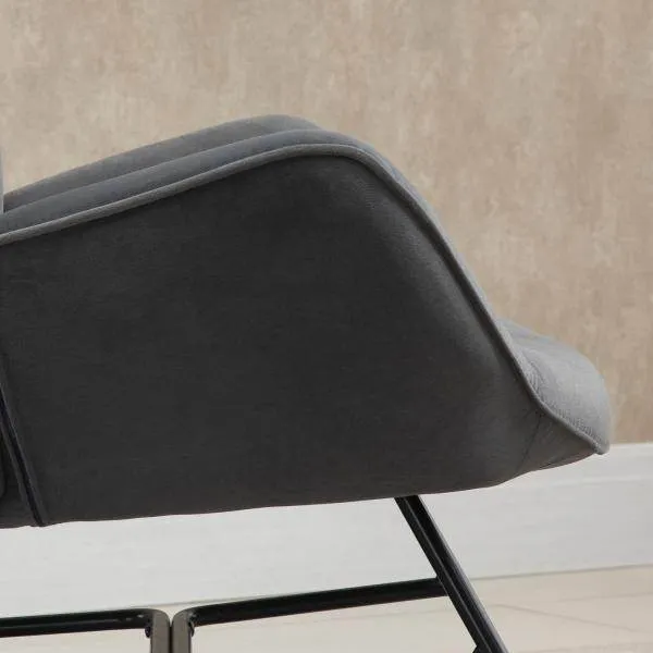 Sedia dondolo grigio scuro+naturale 84 cm x 70 cm x 96 cm