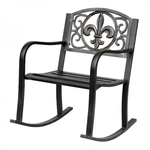 Sedia dondolo sedia da giardino metallo anticato bronzo