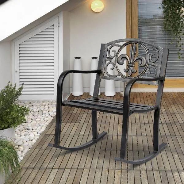 Sedia dondolo sedia da giardino metallo anticato bronzo