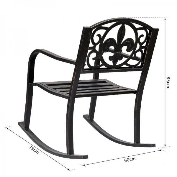 Sedia dondolo sedia da giardino metallo anticato bronzo