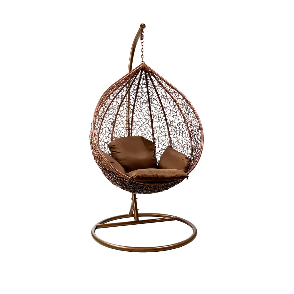 Sedia Dondolo Sospesa Rattan Con Cuscino