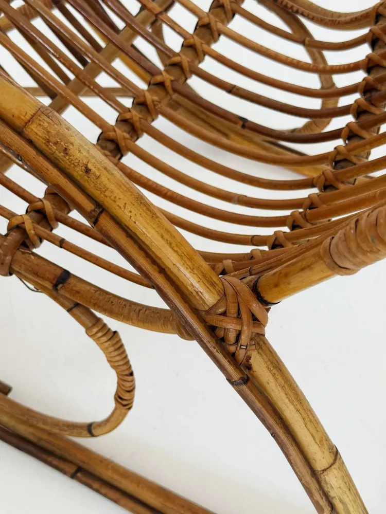 Sedia dondolo vintage rattan per bambini