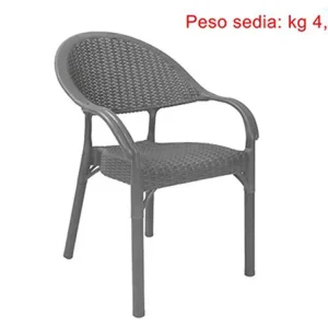 Sedia effetto rattan antracite