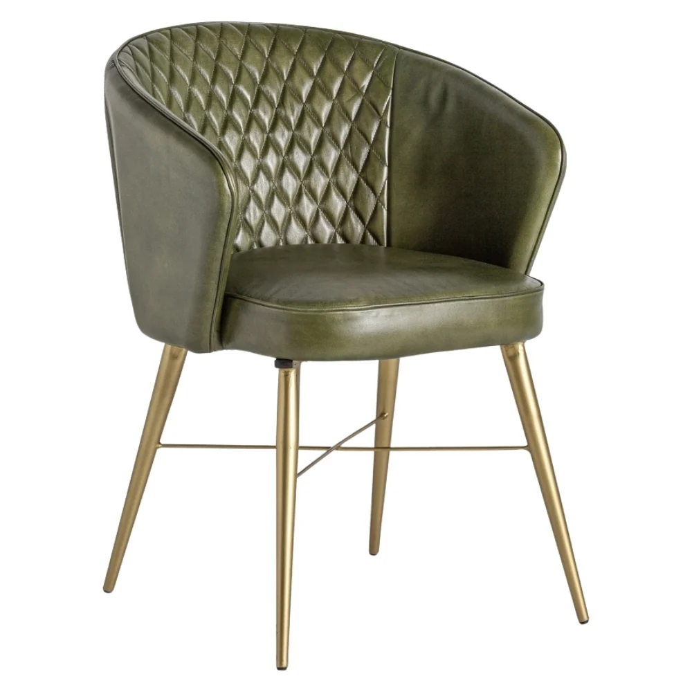 Sedia elegante pelle verde oro